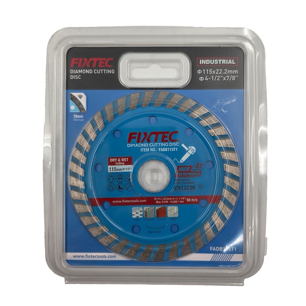 Disc diamantat FIXTEC 115x22.2mm pentru taiere umeda si uscata, varianta subtire