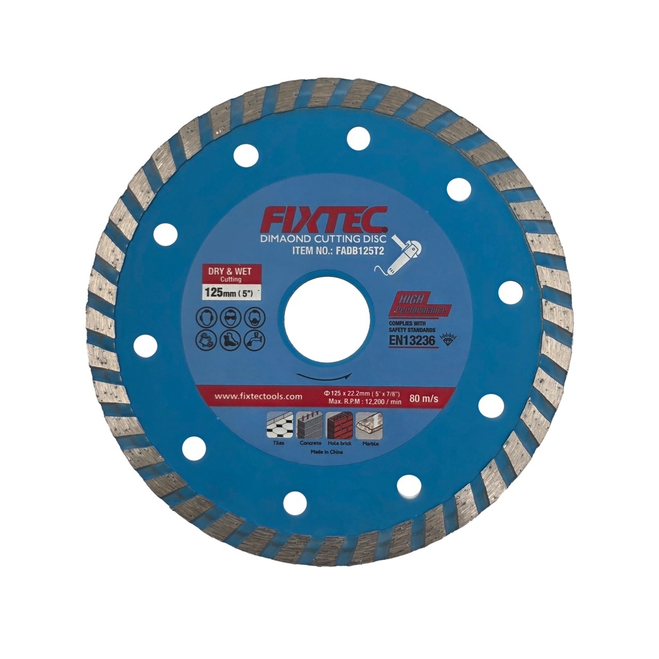 Disc diamantat FIXTEC 125 mm (5\'\') pentru taiere uscata si umeda