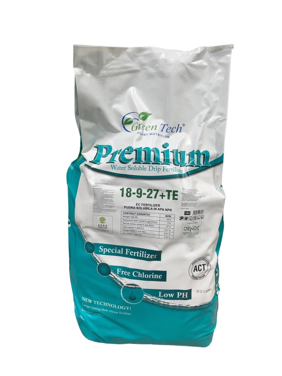 Fertilizant Premium 18-9-27+TE Green Tech, solubil in apa