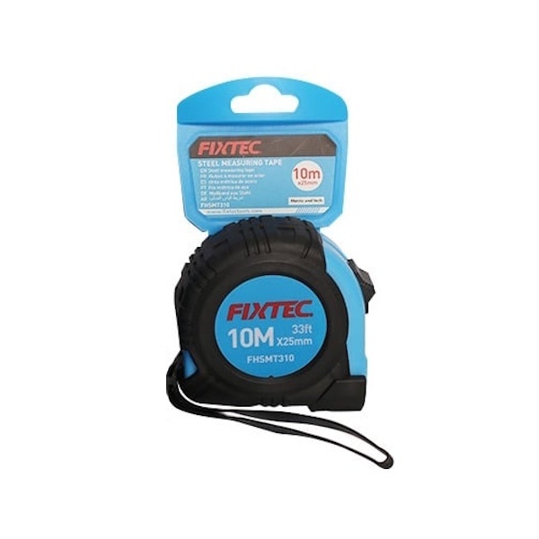Ruleta FIXTEC autolock, 10 m x 25 mm, banda metalica