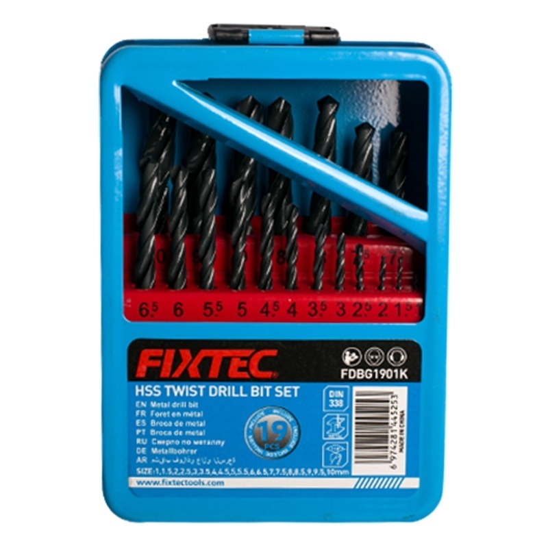Set de burghie HSS FIXTEC 19 piese 1-10 mm in carcasa metalica - 2 | YEO