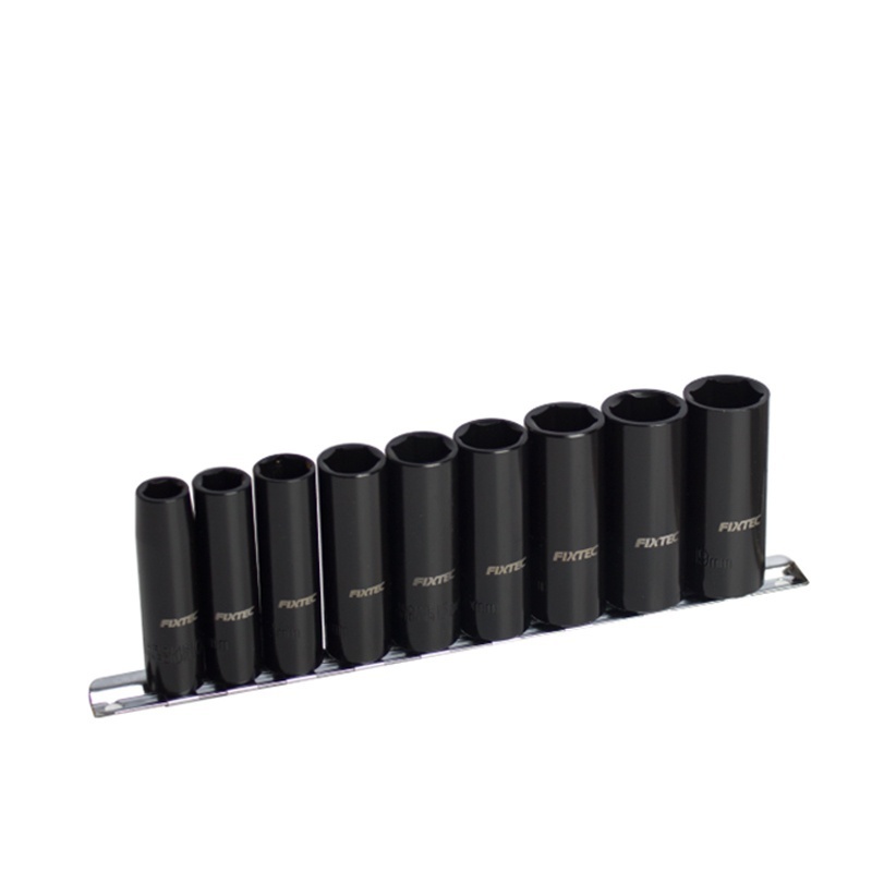 Set tubulare impact lungi FIXTEC 9 bucati, 3/8