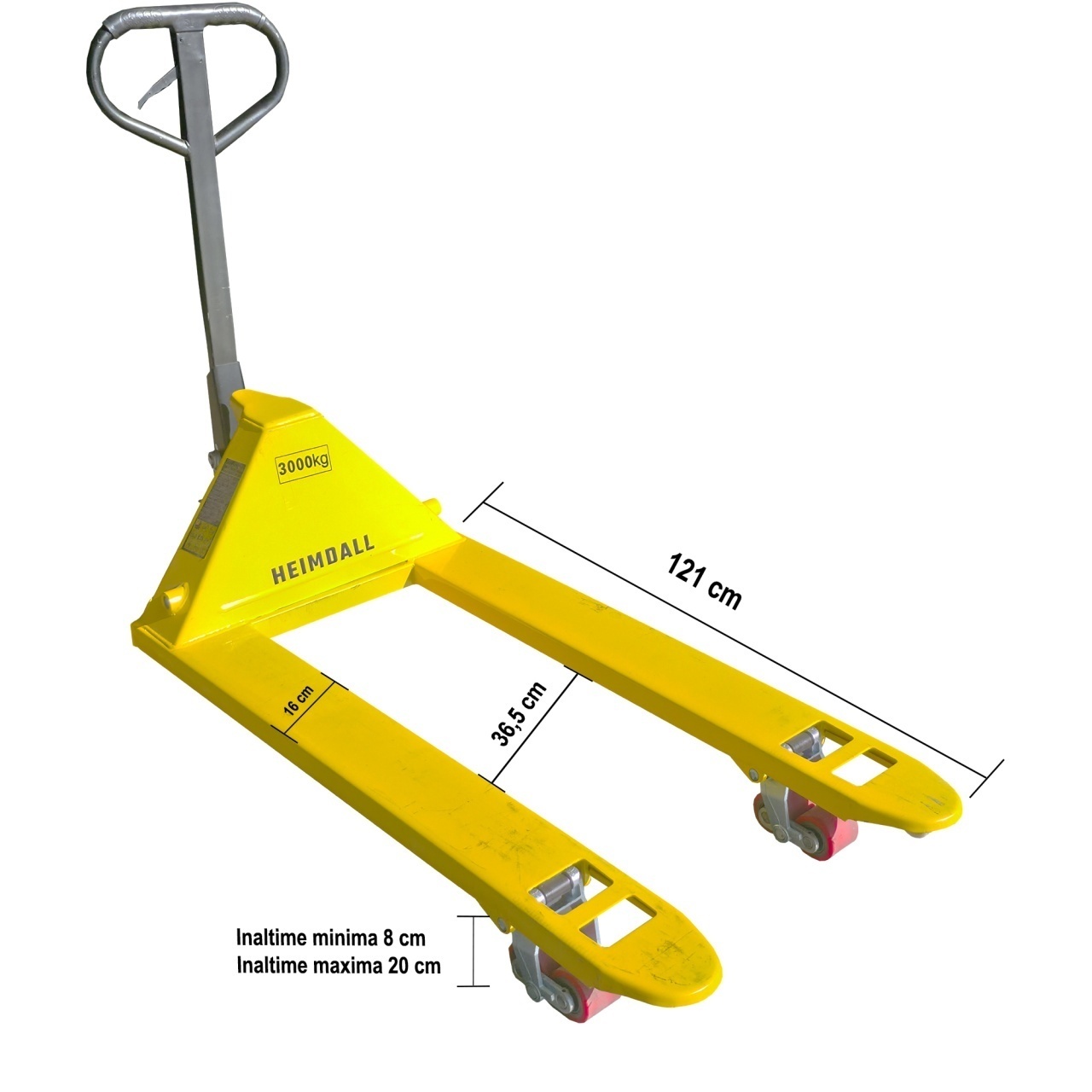 Transpalet manual/ Liza 3 tone, roti din poliuretan, furci 121 cm - 1 | YEO