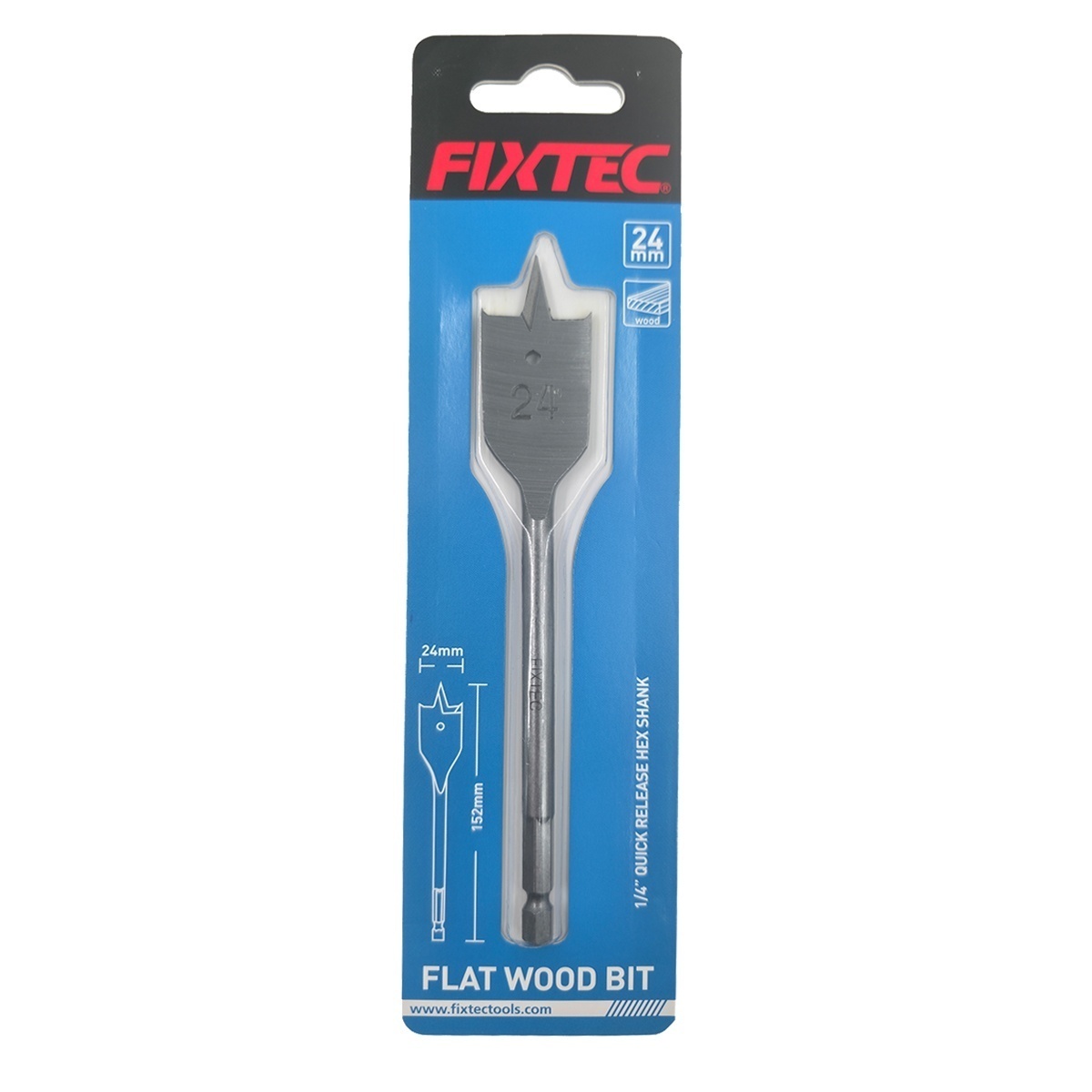 Burghiu tip paleta pentru lemn FIXTEC 24 mm x 152 mm