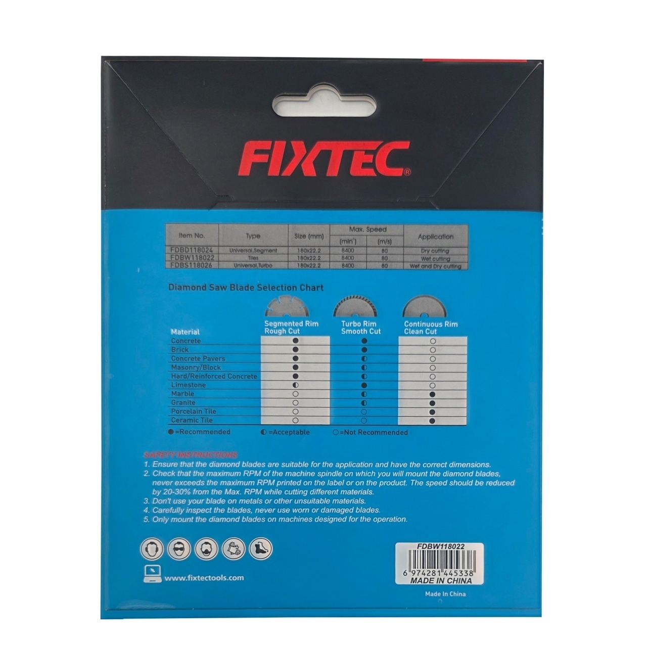 Disc diamantat FIXTEC 180 mm x 22.2 mm x 5 mm - 1 | YEO