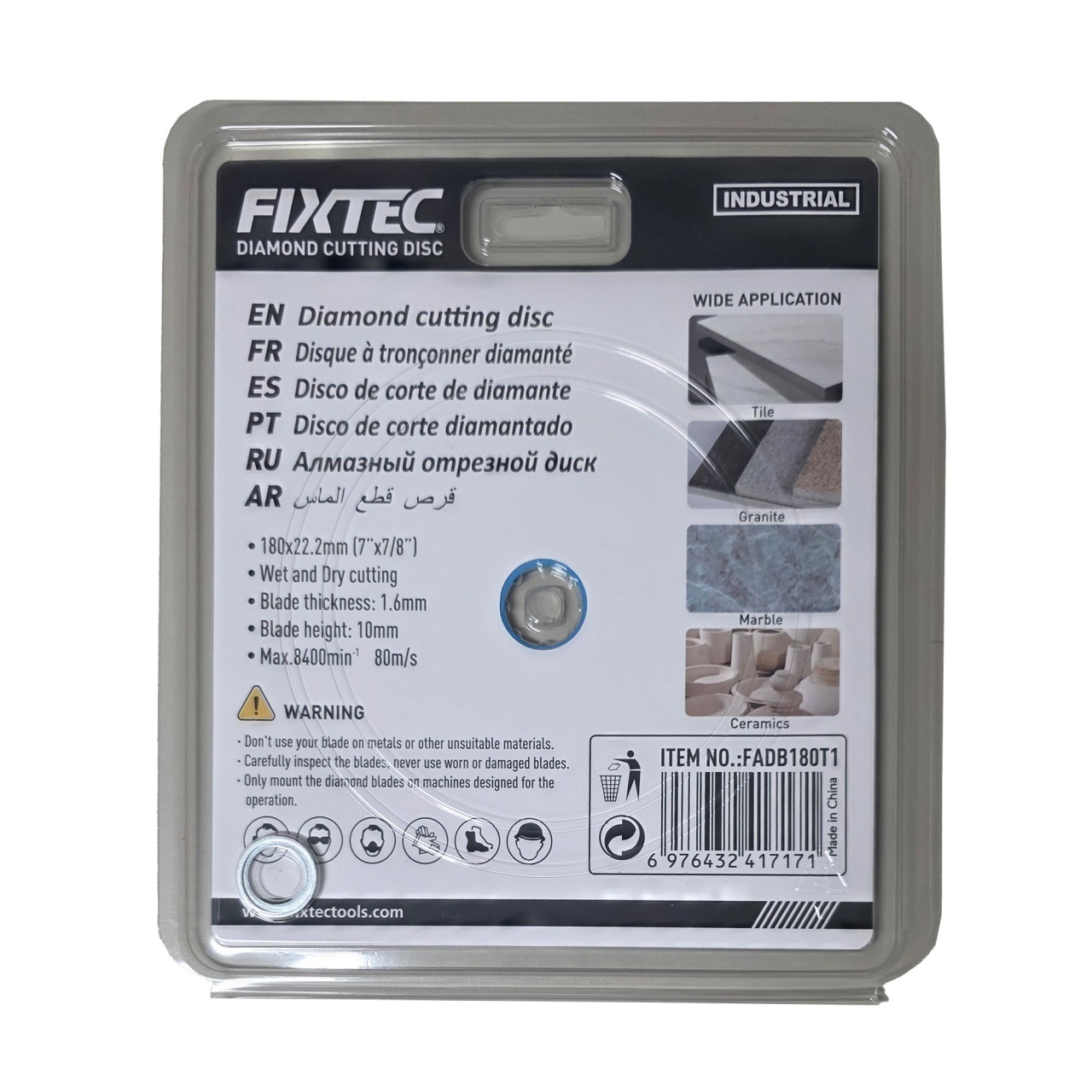 Disc diamantat FIXTEC 180x22.2 pentru taiere uscata si umeda - 1 | YEO