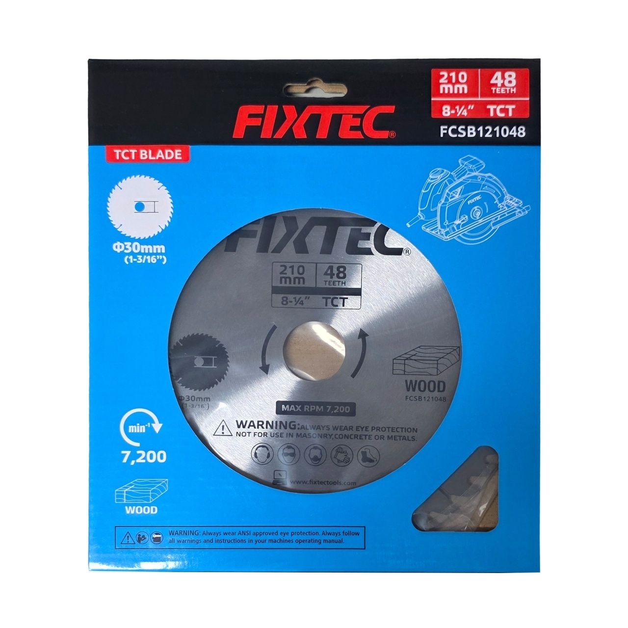 Disc taietor TCT FIXTEC 210mm 48 dinti lemn si aluminiu