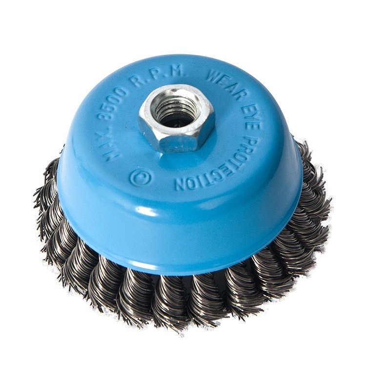 Perie tip cupa FIXTEC 125 mm cu sarma rasucita si filet M14