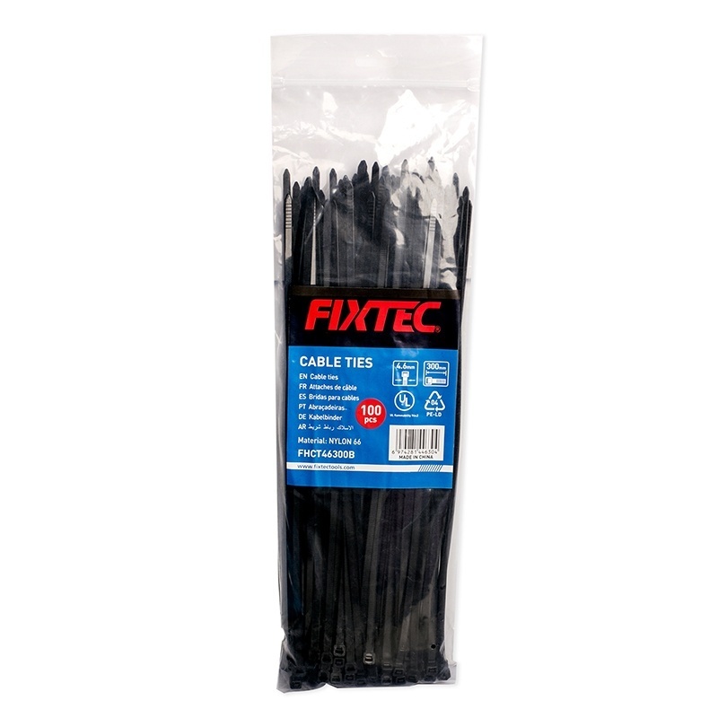 Set coliere de prindere din nylon FIXTEC negre 4.6 × 300 mm - 100 bucati - 1 | YEO