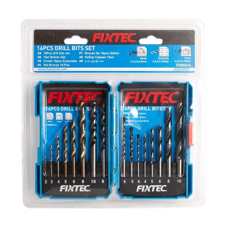 Set cu 16 burghie FIXTEC pentru metal, zidarie si lemn