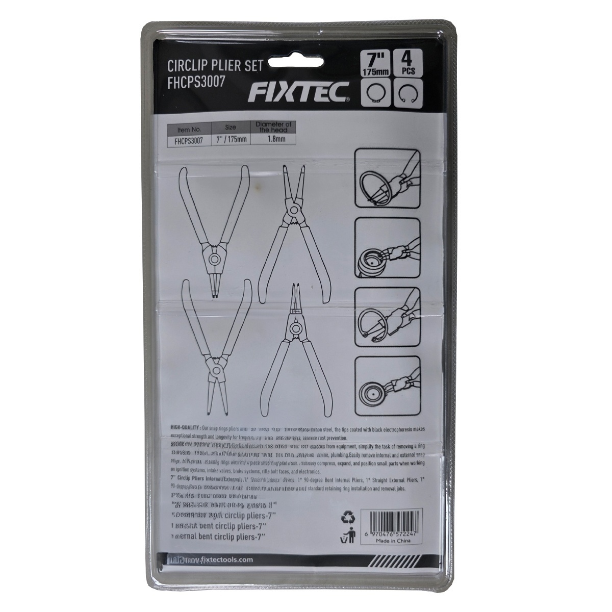 Set de 4 clesti pentru sigurante FIXTEC, 7 inch, otel CR-V - 3 | YEO