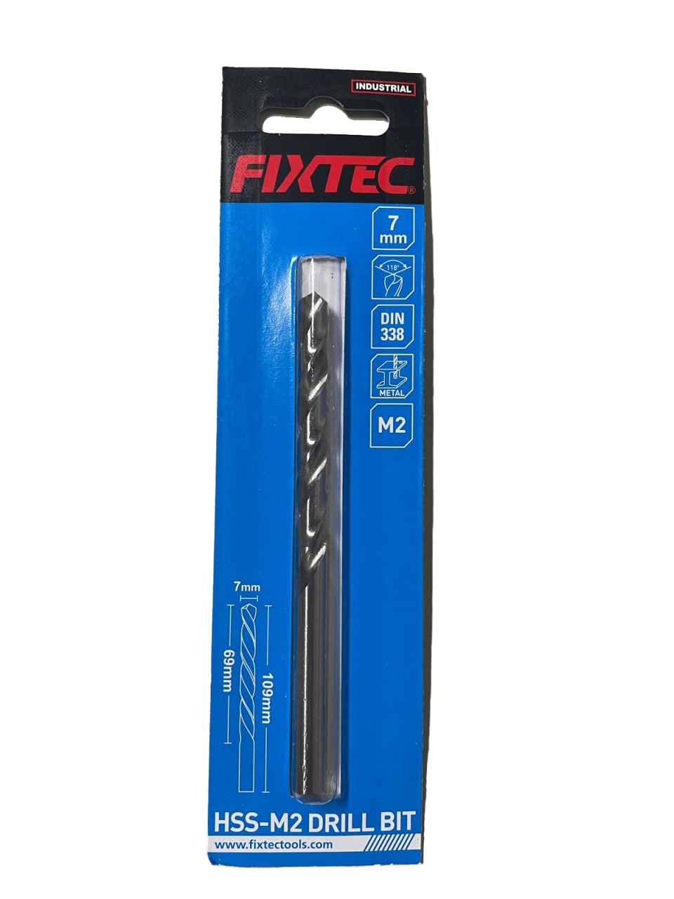 Spiral pentru metal HSS-M2 FIXTEC 7 mm x 109 mm