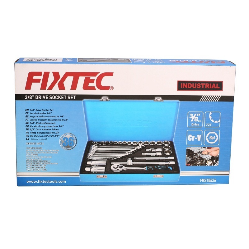 Trusa chei tubulare FIXTEC, 36 elemente 3/8