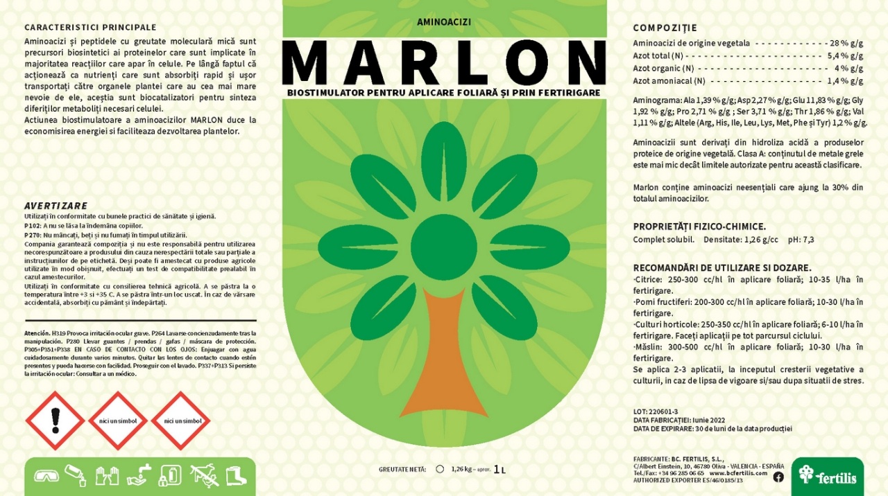 Aminoacizi concentrați - Absorbție Rapidă - Marlon 1L - 2 | YEO