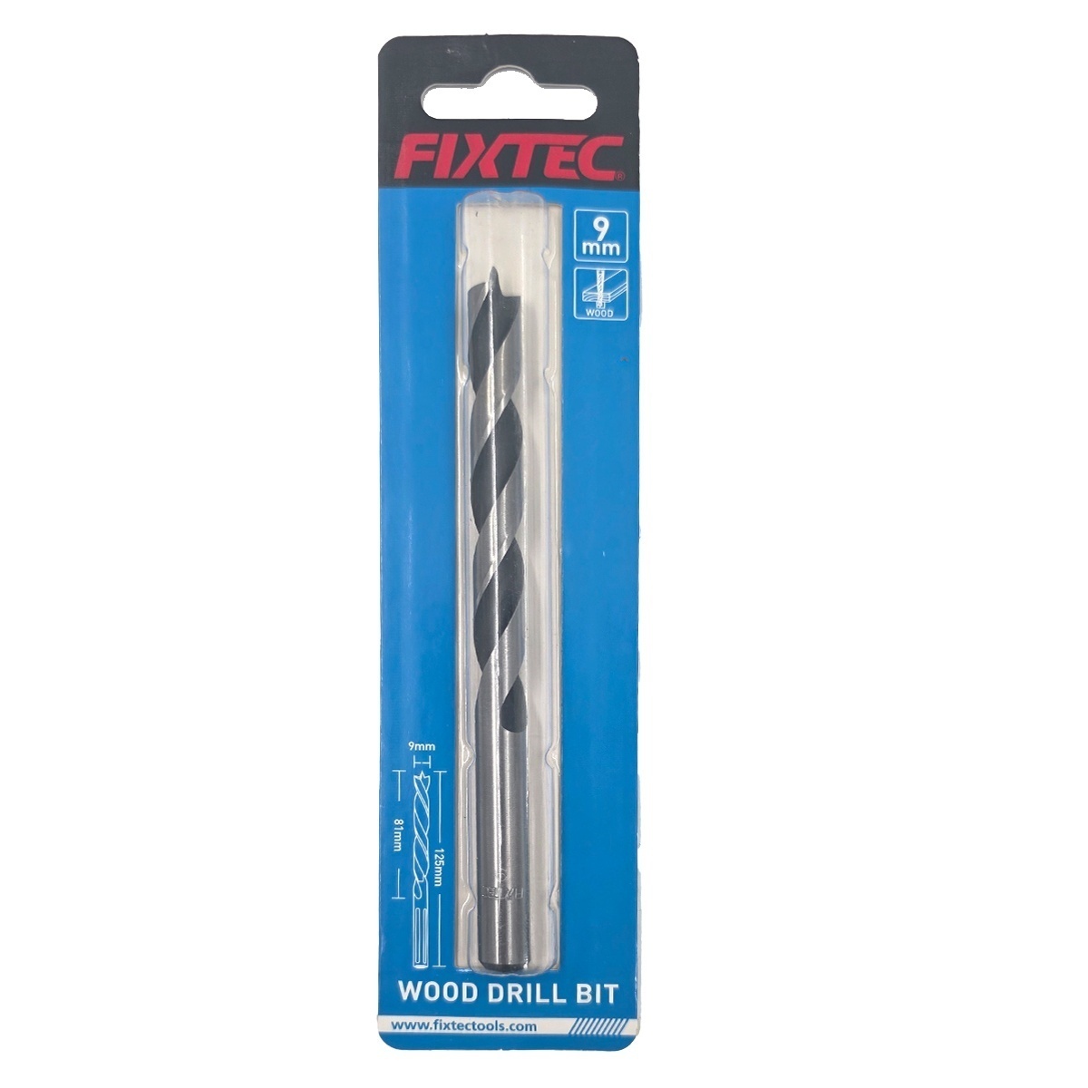 Burghiu lemn spiral FIXTEC 9 mm x 125 mm