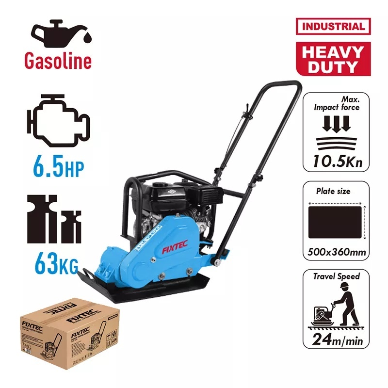 Compactor cu placa FIXTEC cu motor pe benzina 6.5hp, cu senzor pentru ulei - 1 | YEO
