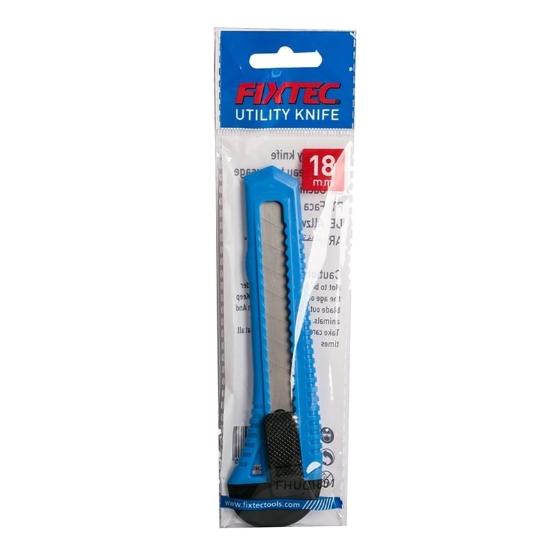 Cutit retractabil FIXTEC 18mm cu maner din PS - 1 | YEO