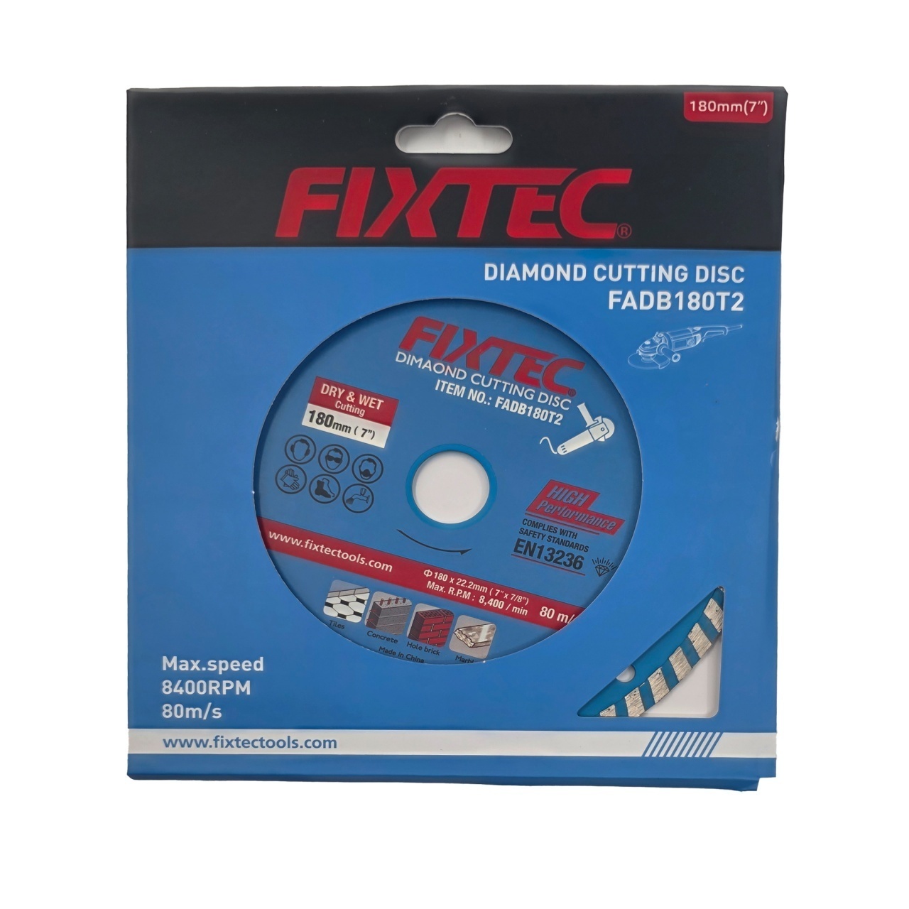 Disc diamantat turbo FIXTEC 180mm x 22.2mm pentru taiere uscata