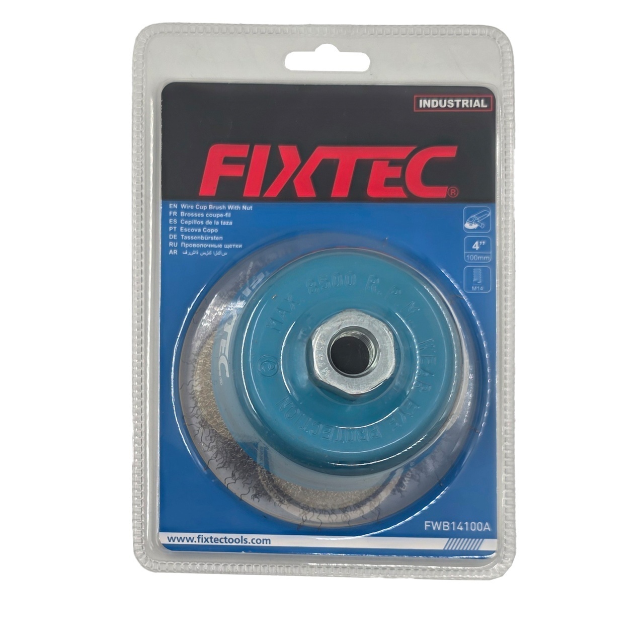 Perie tip cupa FIXTEC 100 mm cu fir din otel 0.50 mm si montaj M14x2