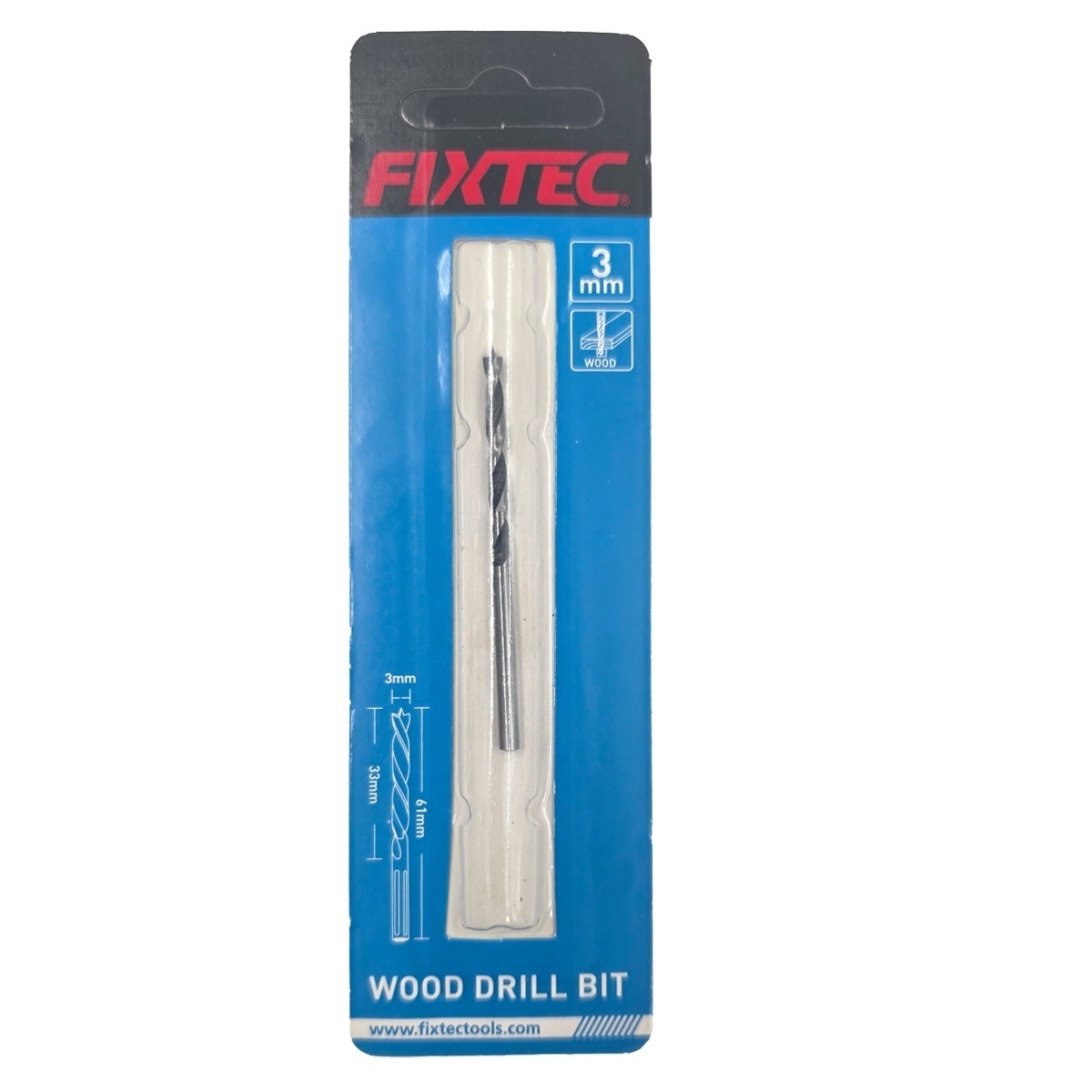 Burghiu spiral pentru prelucrarea lemnului FIXTEC 3×61mm