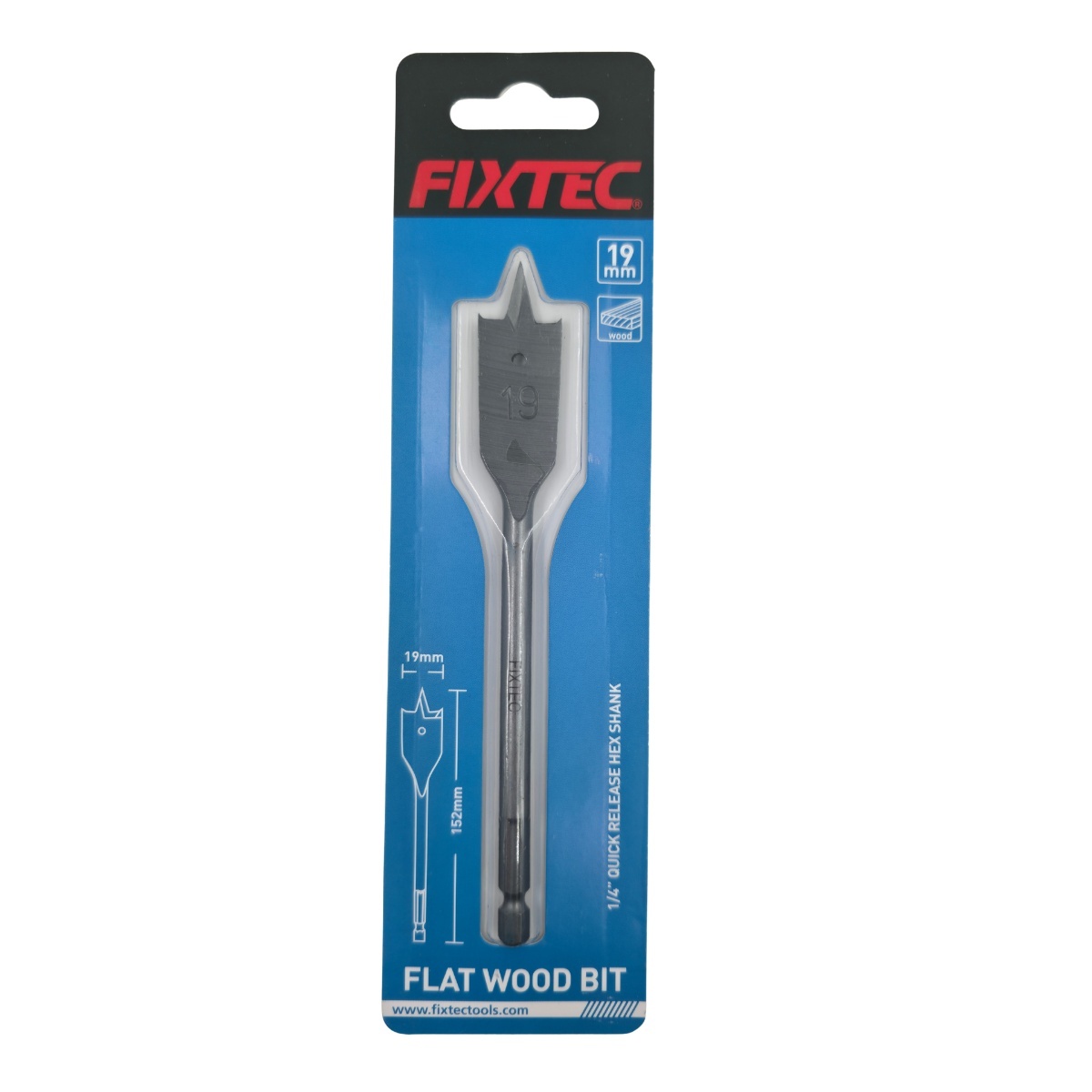 Burghiu tip paleta pentru lemn FIXTEC 19 mm x 152 mm