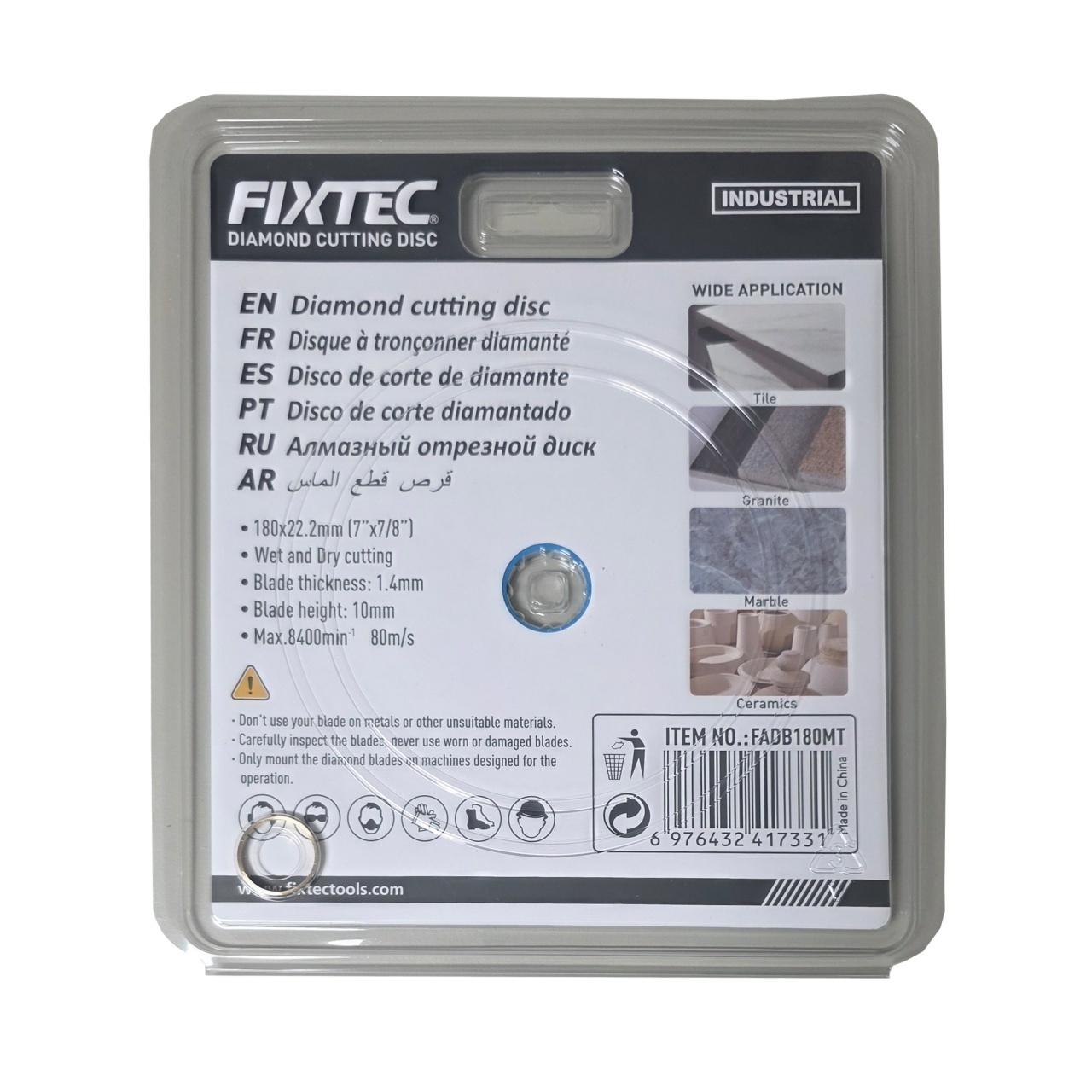 Disc diamantat de taiere FIXTEC 180x1.4x22.2mm - 1 | YEO