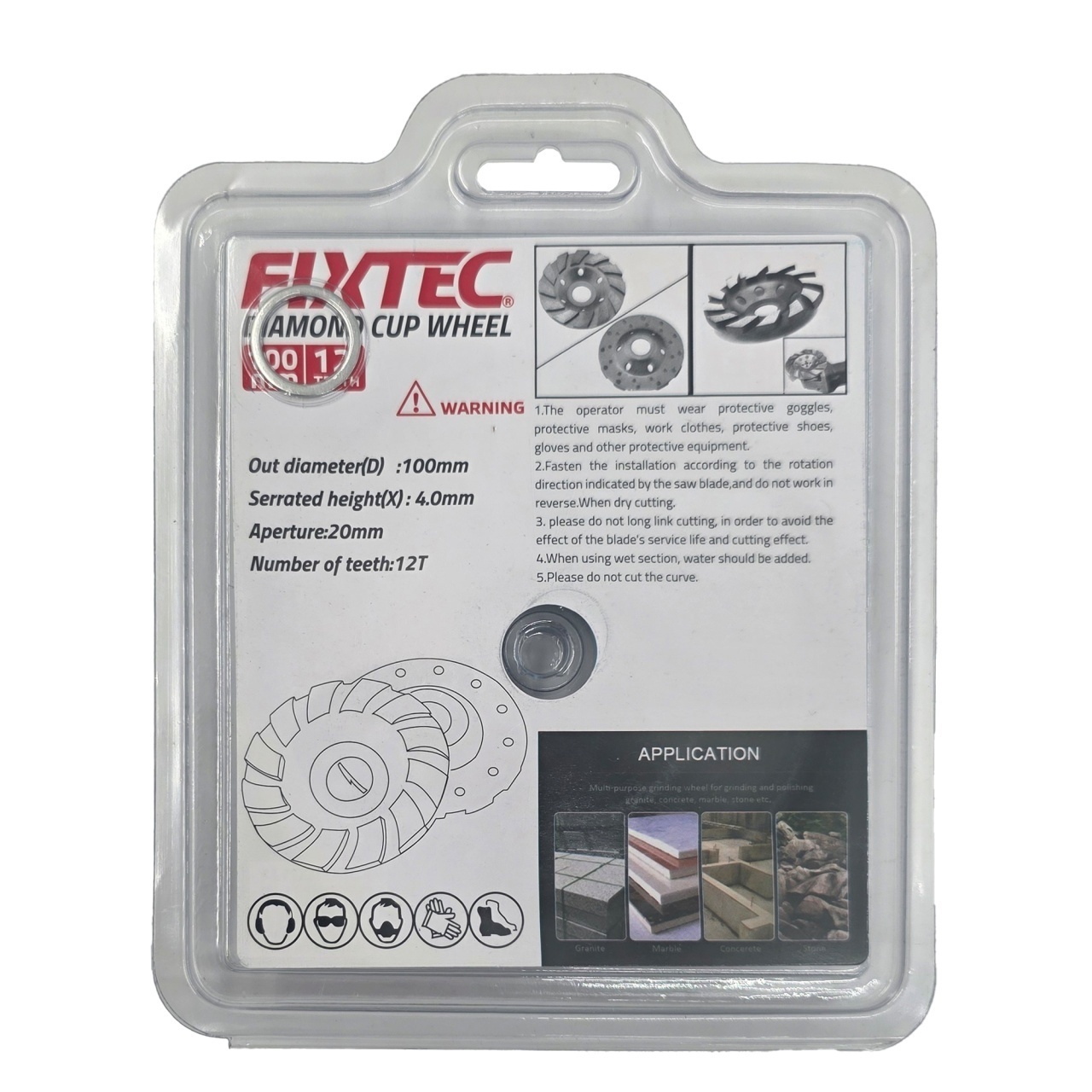 Disc diamantat FIXTEC 100 mm pentru debitare si finisare - 1 | YEO