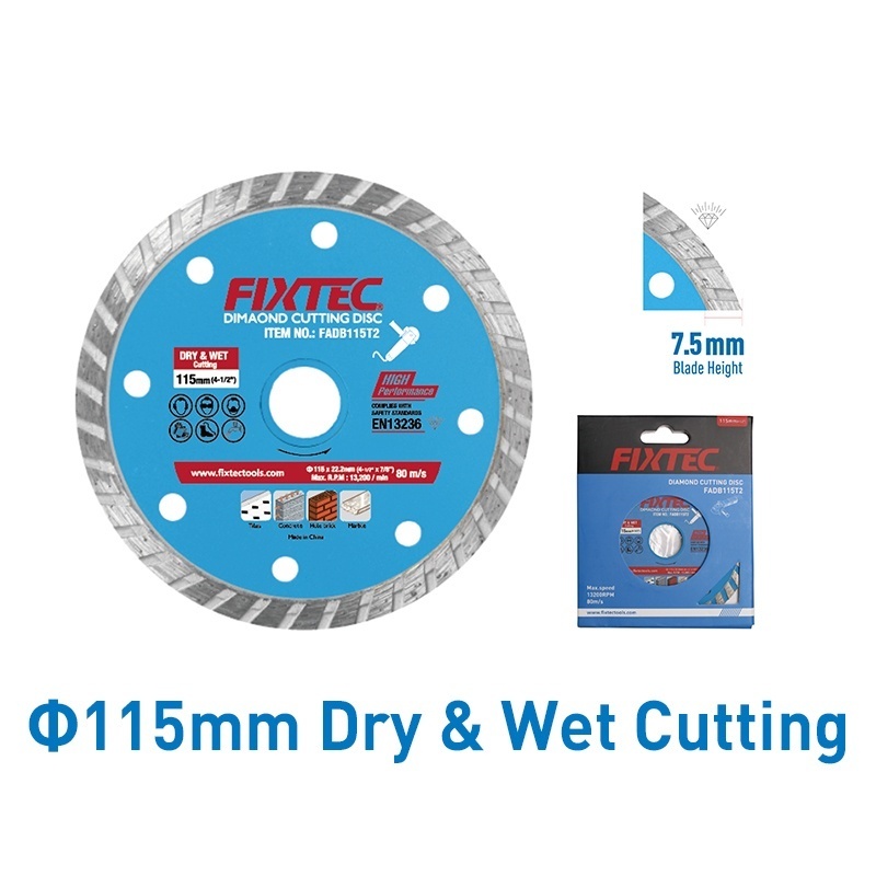 Disc diamantat pentru taiere FIXTEC 230x22.2mm, segment 7.5mm, nivel 5 - 1 | YEO