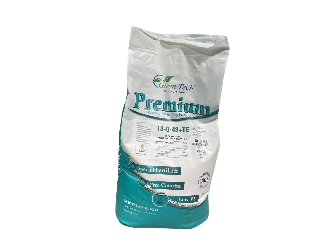 Fertilizant Premium 13-0-43+TE Green Tech, solubil in apa