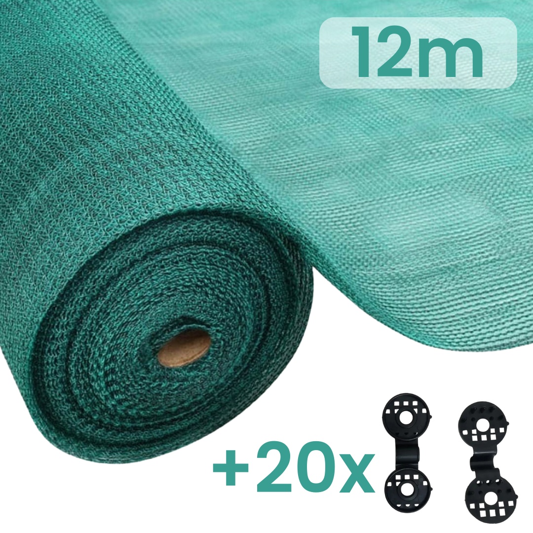 Pachet plasa de umbrire 40%, latime 12m + set 20xcleme