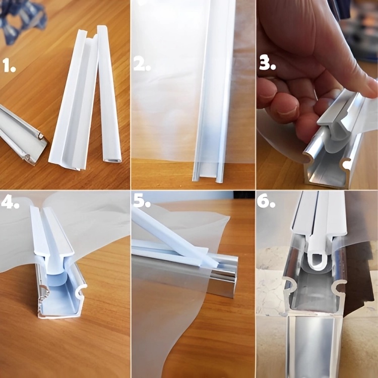 Bagheta Profil Dublu Din Aluminiu pe Sina cu Clips Fixare Folie - 2 | YEO