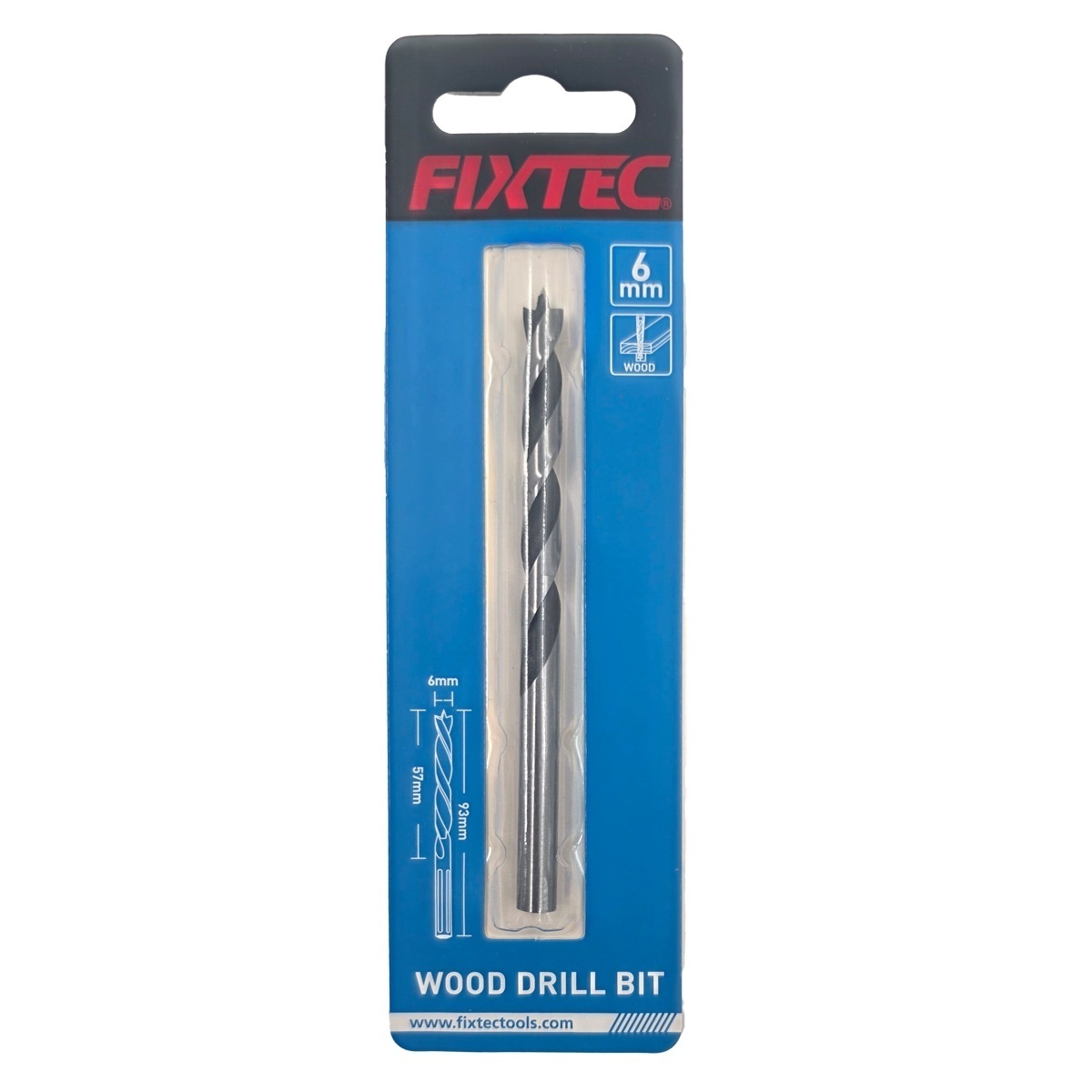 Burghiu elicoidal pentru lemn FIXTEC 6 mm x 93 mm