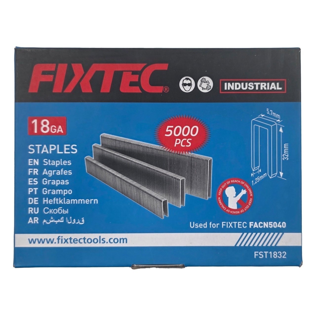 Capse Grapa FIXTEC GA-18, 5.7 x 32 mm, set 5000 buc