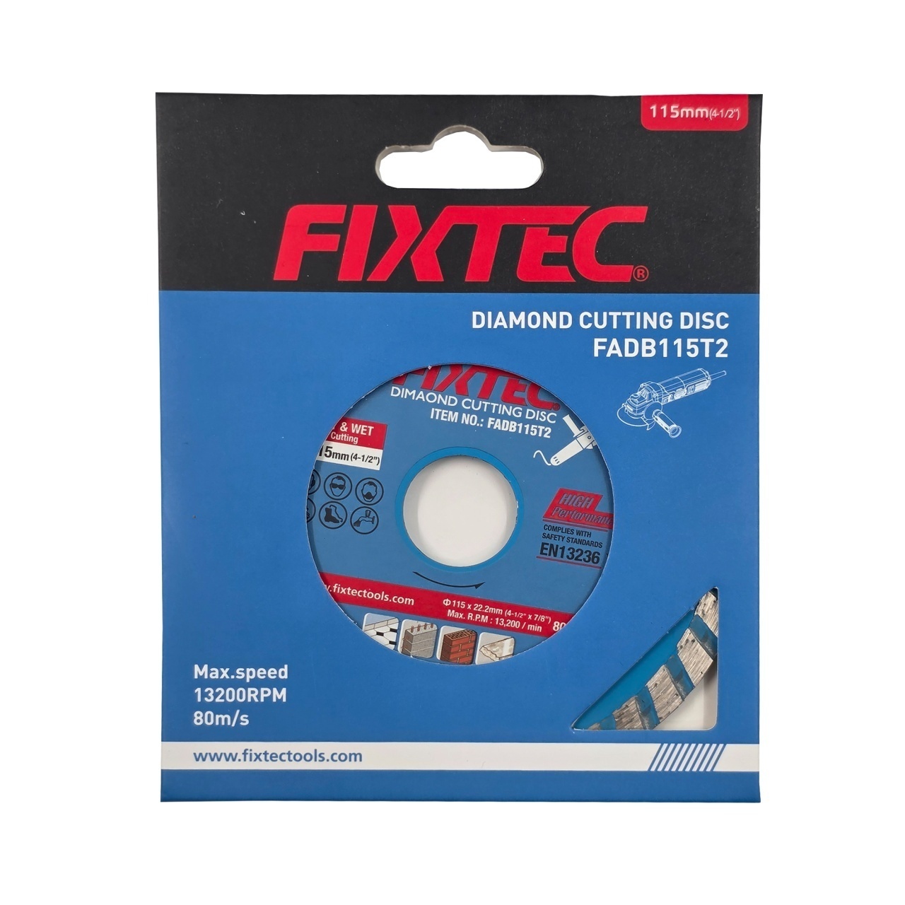 Disc diamantat FIXTEC 115 mm pentru taiere uscata si umeda, model subtire - 2 | YEO