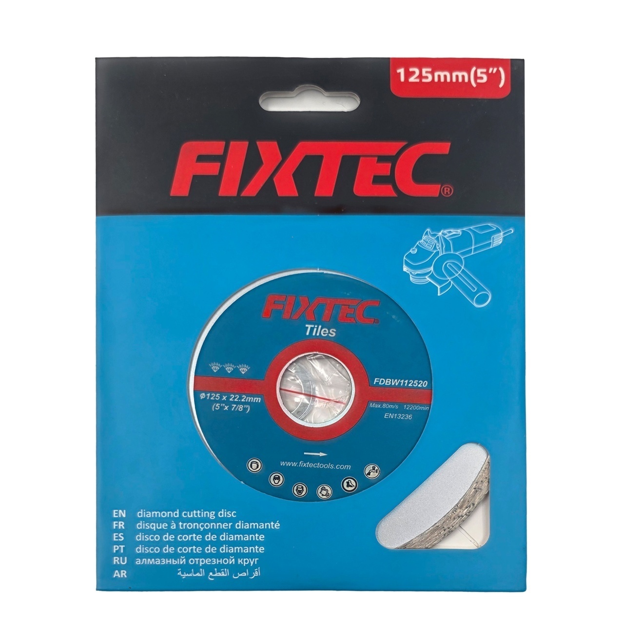 Disc diamantat FIXTEC 125 mm x 5 mm pentru beton, piatra si caramida