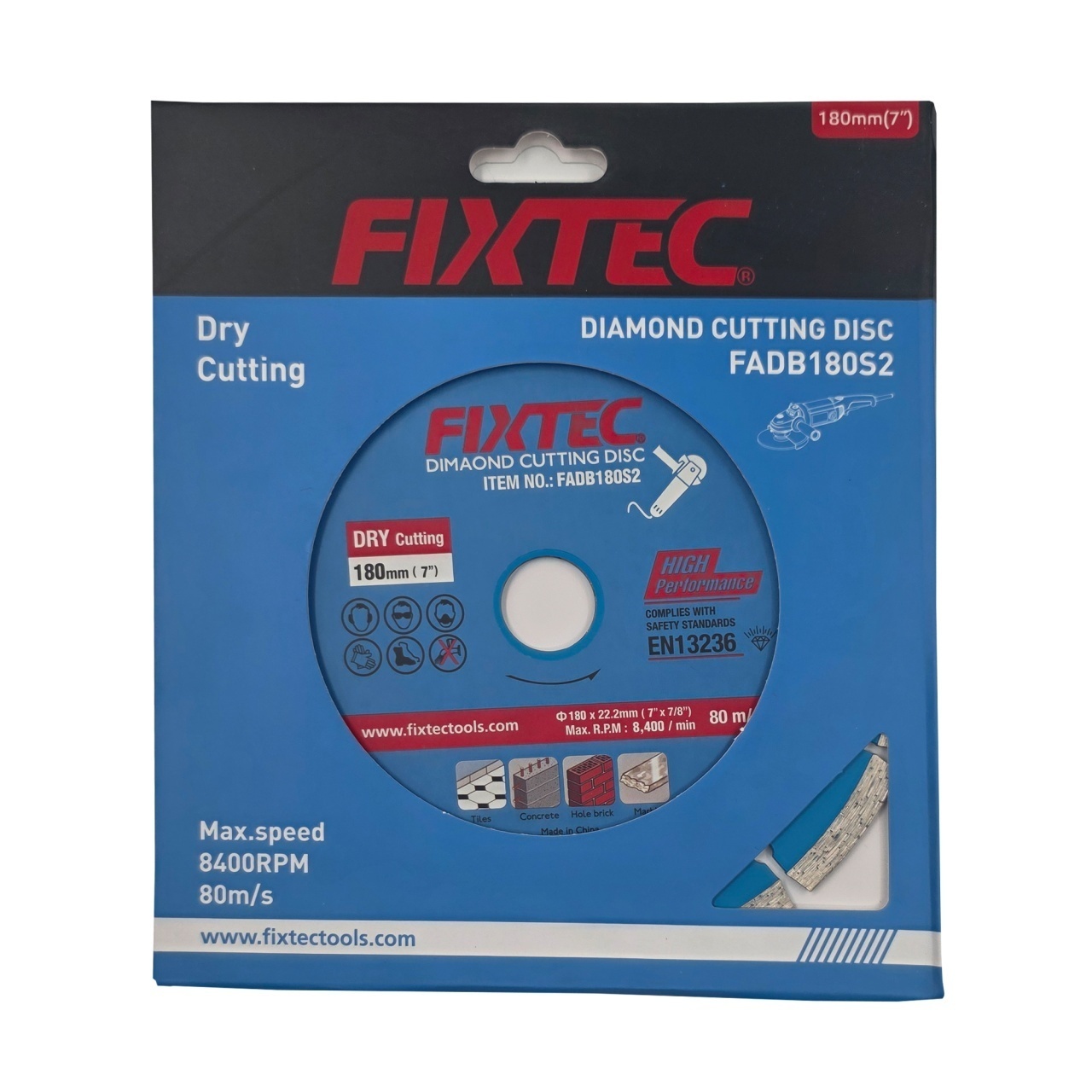 Disc diamantat FIXTEC 180 mm pentru taiere la uscat