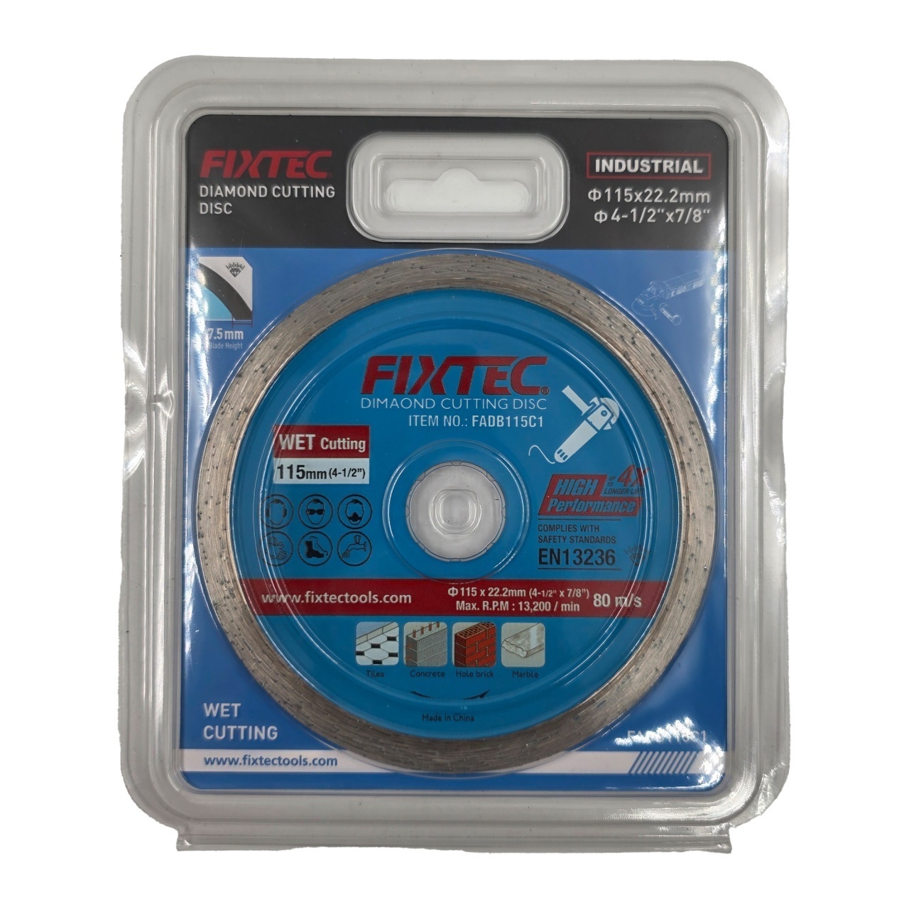 Disc diamantat subtire 115x22.2 mm pentru taiere cu apa FIXTEC