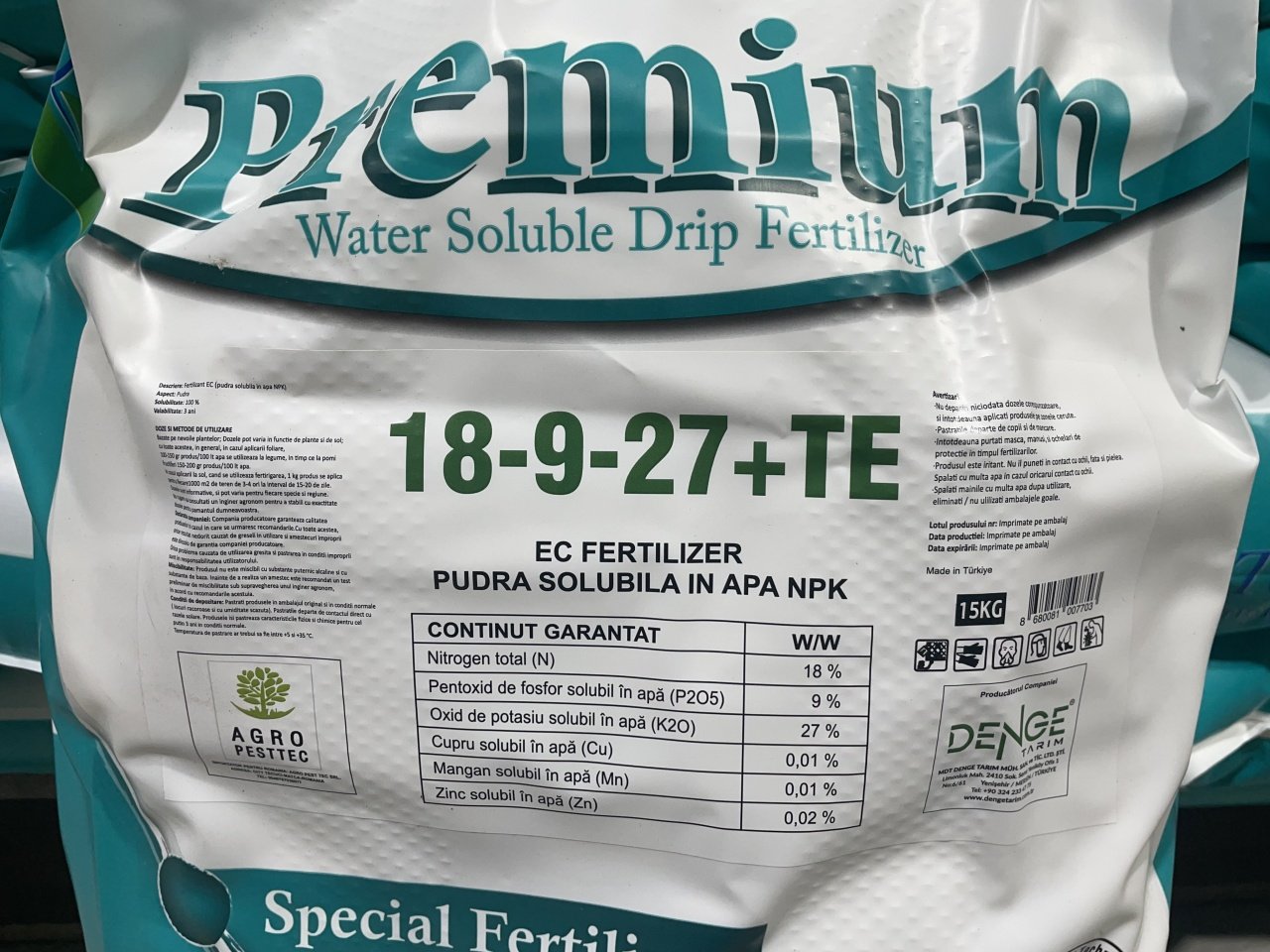 Fertilizant Premium 18-9-27+TE Green Tech, solubil in apa - 1 | YEO