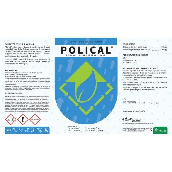 Ingrasamant Polical, amestec lichid de calciu și magneziu 1L - 2 | YEO