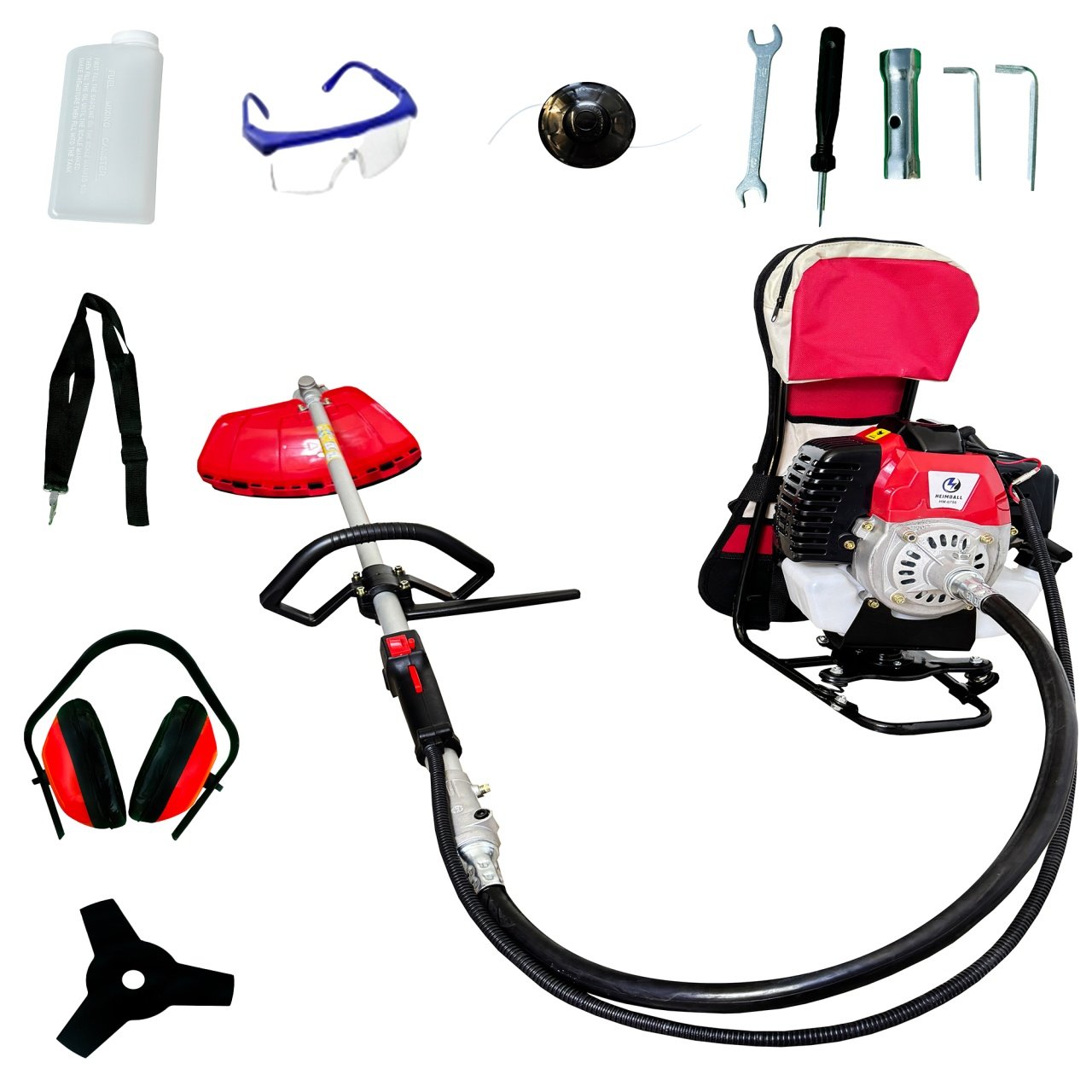 Motocoasa Benzina cu Rucsac, 6 Accesorii, 52CC - HEIMDALL HM-0756