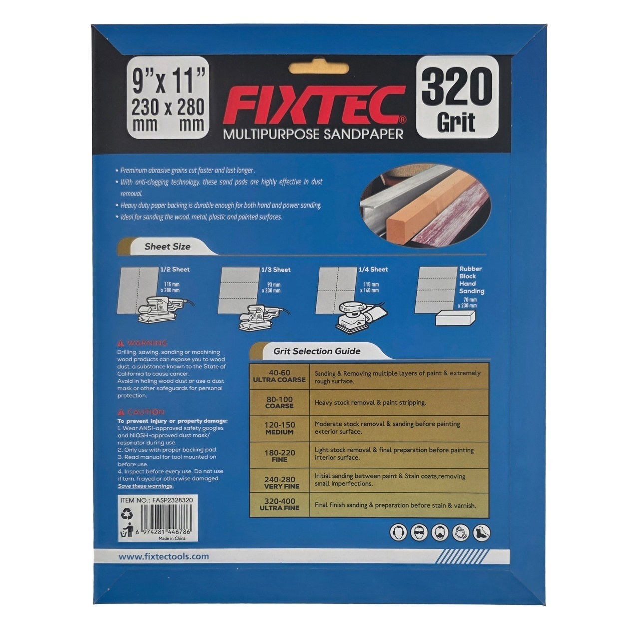 Pachet 5 Bucati Hartie Abraziva FIXTEC P320 pentru Rigips - 1 | YEO