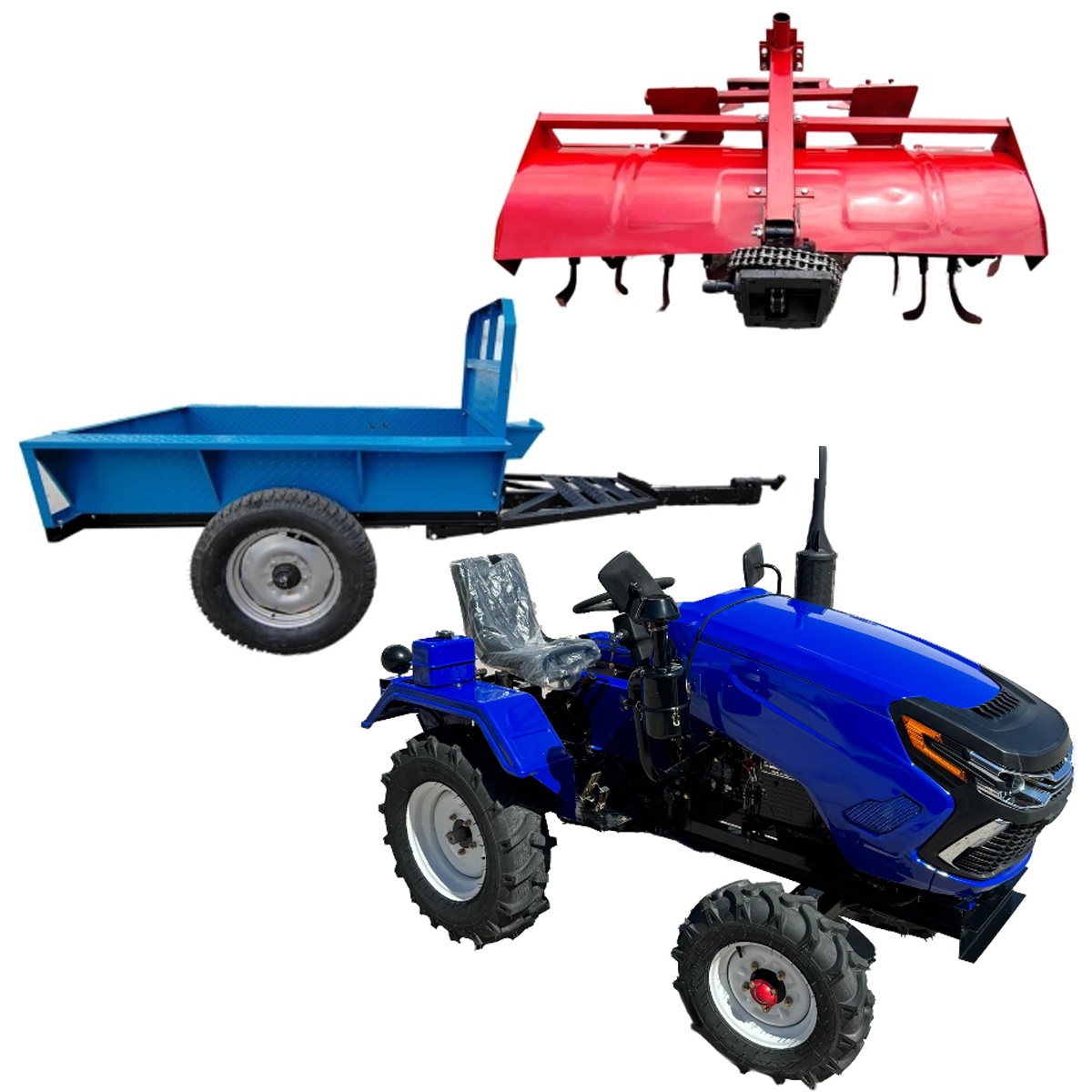 Pachet Tractor Heimdall 22CP Diesel + Remorcă 1500kg + Freză Agricolă