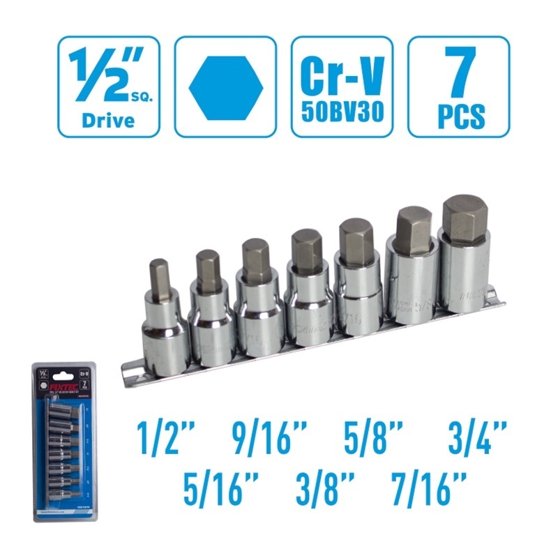 Trusa biti hex FIXTEC 7 bucati, 1/2