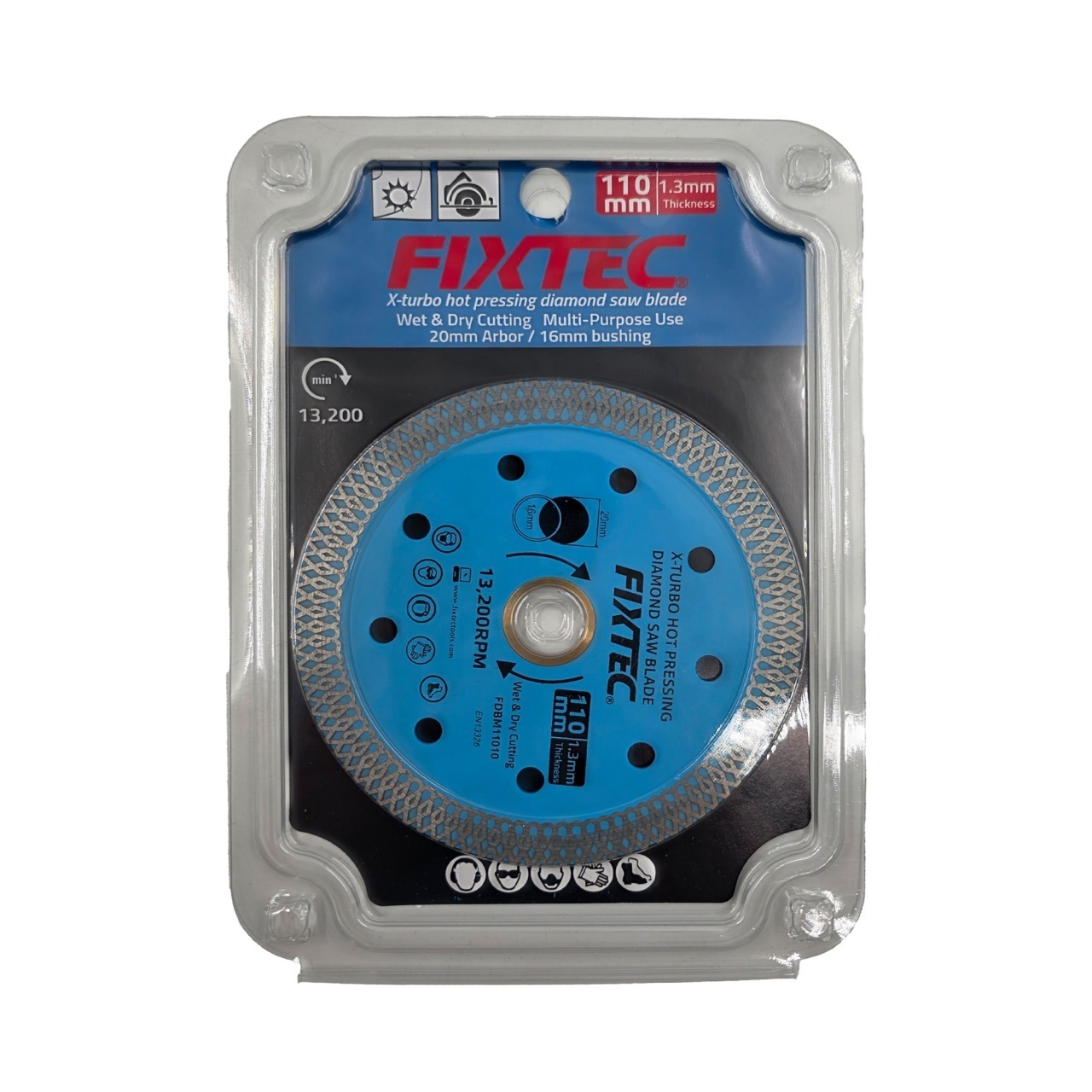 Disc diamantat FIXTEC 110 mm pentru taiere fina uscata si umeda