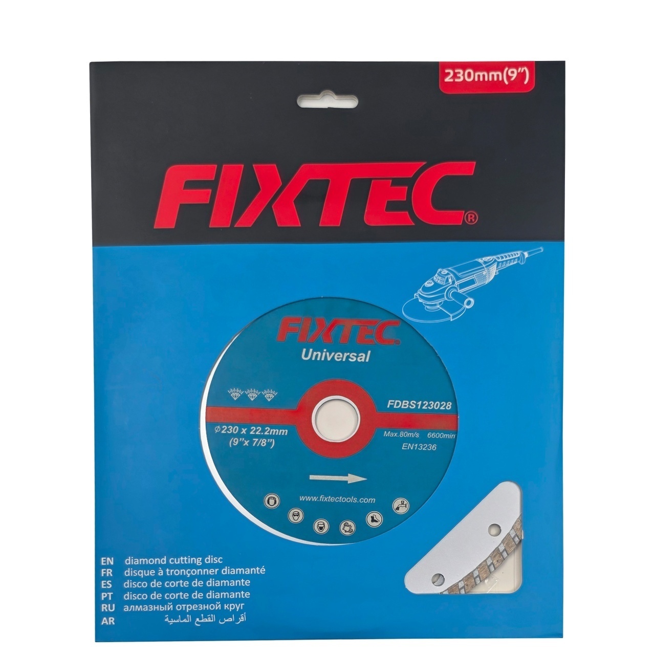 Disc diamantat pentru taiere FIXTEC 230x22.2 mm, segment 7 mm