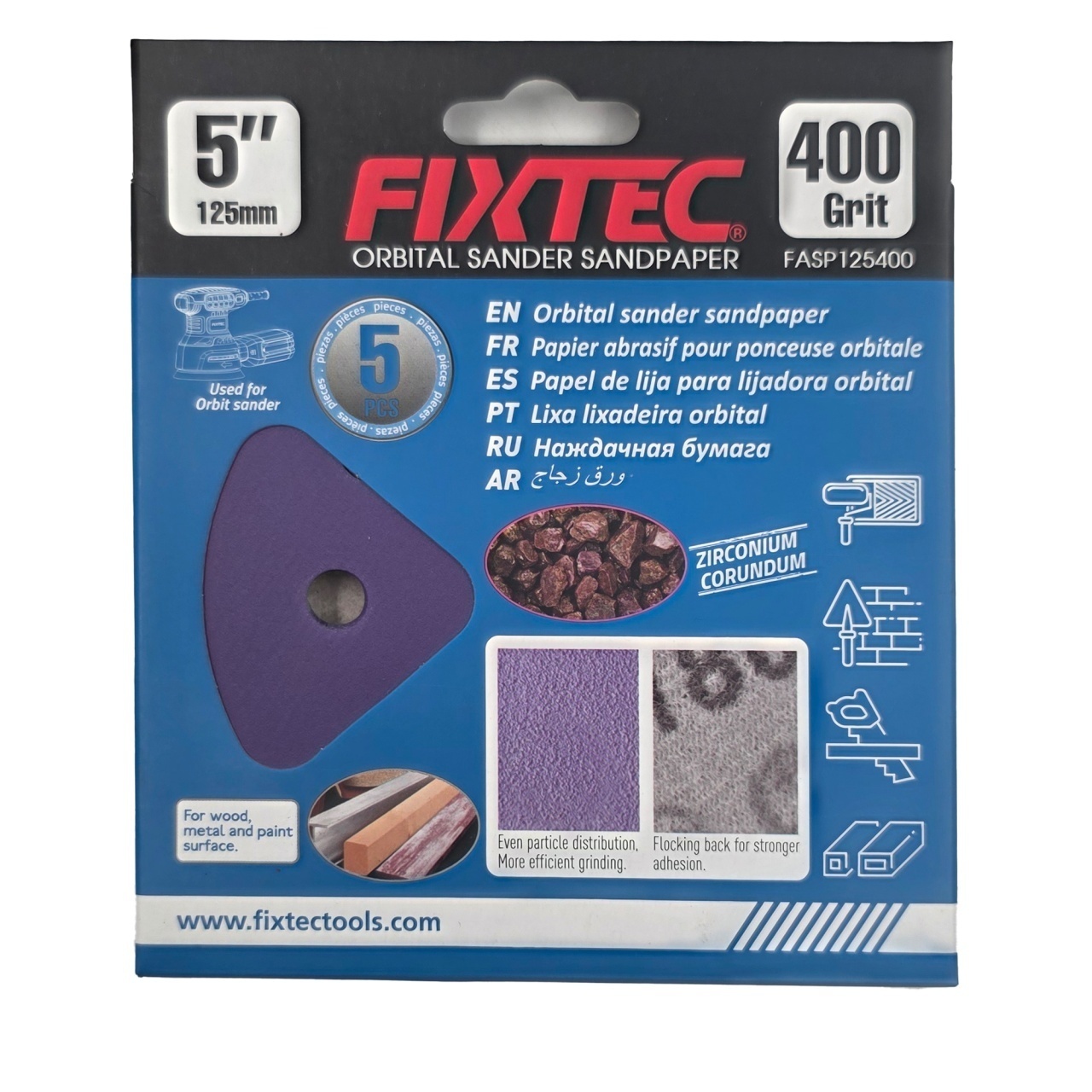 Disc slefuire FIXTEC 125 mm P400 pentru masina orbitala