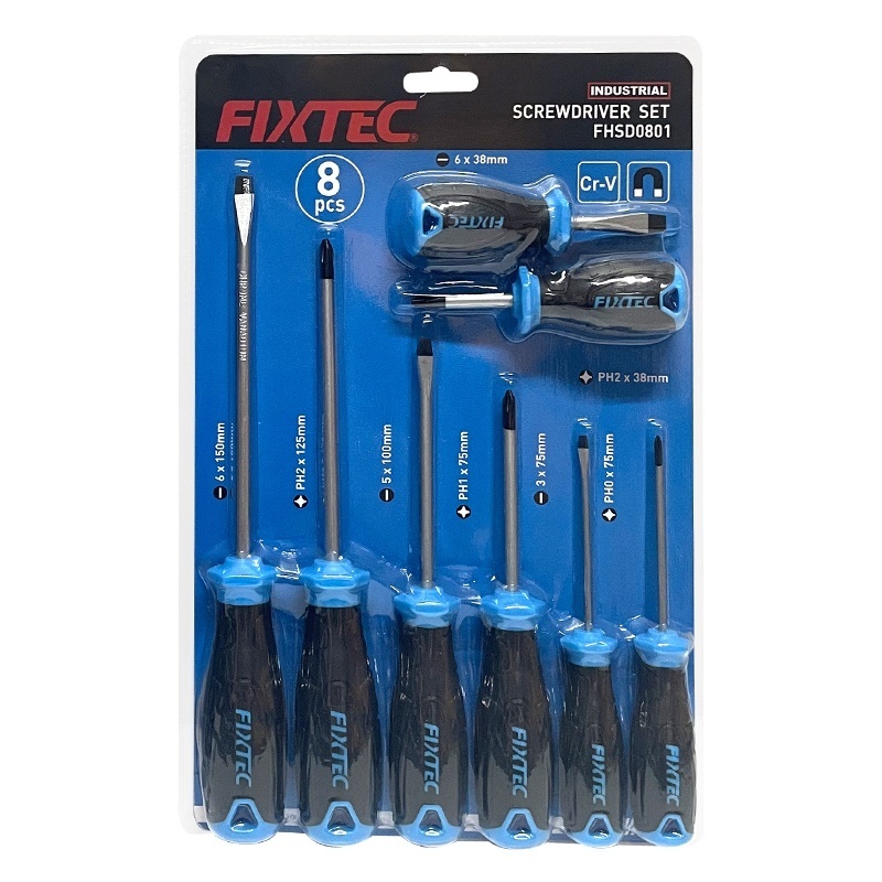 Set 8 surubelnite profesionale FIXTEC cu maner soft dublu strat