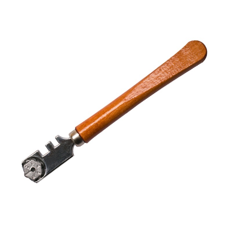 Taietor sticla FIXTEC cu 6 lame metalice si maner din lemn 130 mm