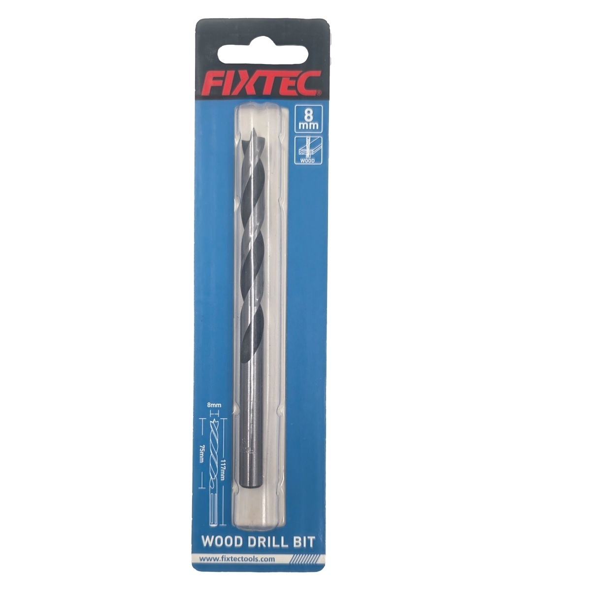 Burghiu elicoidal pentru lemn FIXTEC 8 mm x 117 mm