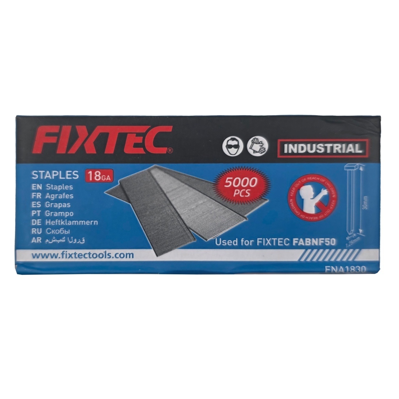 Capse pentru Pistol cu Aer Comprimat FIXTEC GA‑18 1.25×1.0×30 mm, 5000 bucati